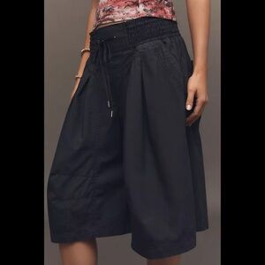 Anthropologie Ruched Poplin Gaucho Pants